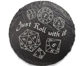 Funny D&D Drink Coaster | Slate Coaster | Laser-Engraved Beverage Coaster for Role-Playing Games