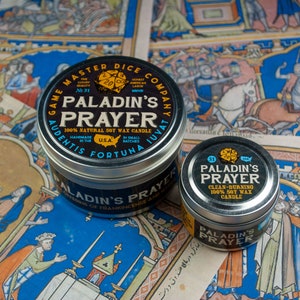 Paladin&#39;s Prayer Gaming Candle | Geek Gift | RPG | Gamer | DND | Frankincense and Myrrh | 20oz | 8oz | 2oz | Wax Melts