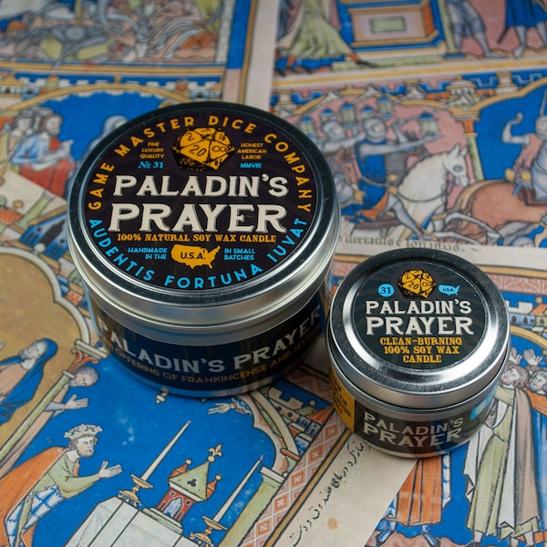 Paladin's Prayer Gaming Candle | Geek Gift | RPG | Gamer | DnD | Frankincense and Myrrh | 8oz | 2oz