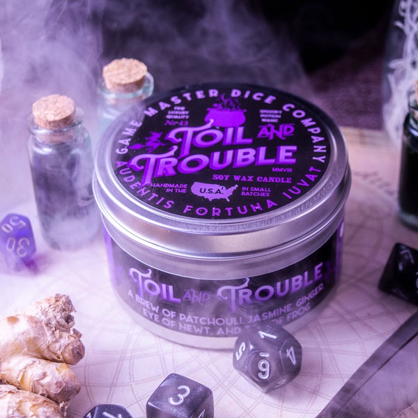 Toil and Trouble Candle | Patchoili | Ginger | Jasmine | Soy Wax | Halloween Candle | Witch | Macbeth