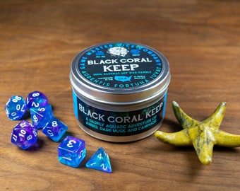 Black Coral Keep Candle | Soy Candle | Geek Gift | RPG | Gamer | DND | Dungeons & Dragons | Ocean Adventure | 20oz | 8oz | 2oz | Wax Melts