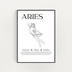 Aries Zodiac Wall Art Print, Aries Wall Art Poster, Aries Zodiac Gifts for Her, Aries gifts, Aries Zodiac Art, Aries Sign Art Print