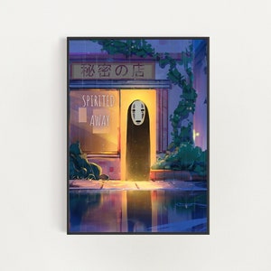 Spirited Away, Studio Ghibli Print, No Face, Movie Poster, Anime, Digital Download