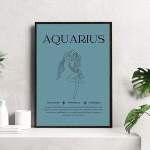 Aquarius Zodiac Wall Art Print, Aquarius Wall Art Poster, Aquarius Zodiac Gifts for Her, Aquarius gifts, Aquarius Zodiac Art