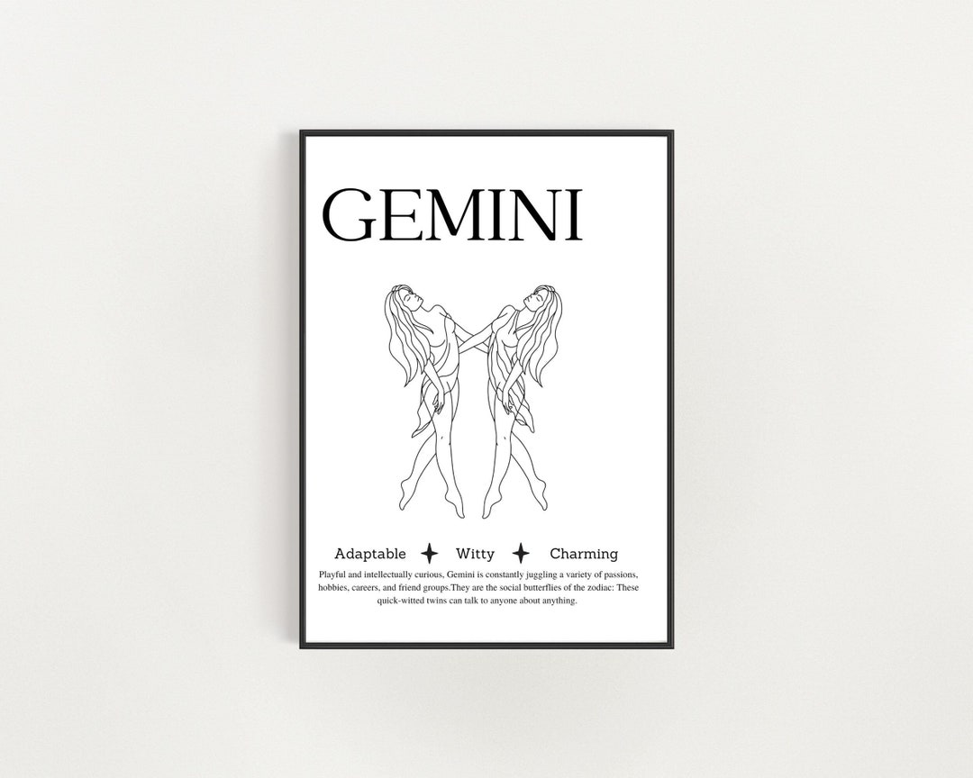 Gemini Zodiac Wall Art Print Gemini Wall Art Poster Gemini Etsy