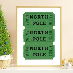North Pole Ticket Print, Trendy Christmas Print, The Polar Express, North Pole, Xmas Print, Weihnachts Wandkunst, Holiday Decor