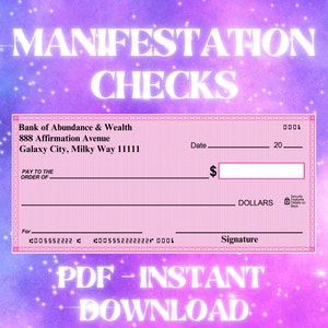 Manifestation Checks, Law of Abundance, Money Manifestation, Digital Download, PDF