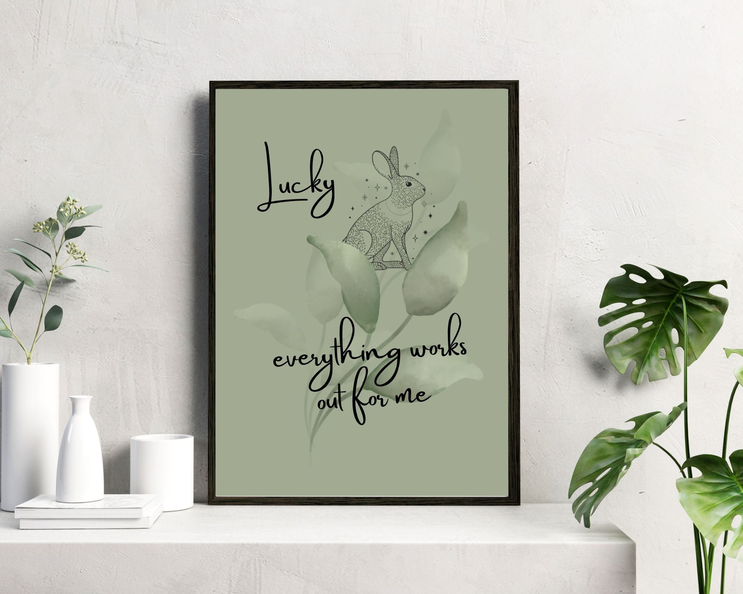 Lucky Everything Works Out for Me Wall Art Positive - Etsy