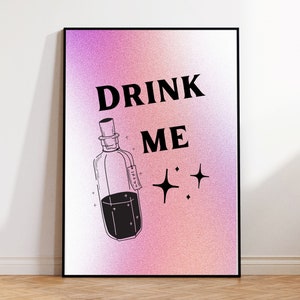 Drink Me Wall Art, Alice in Wonderland Print, Digital Download