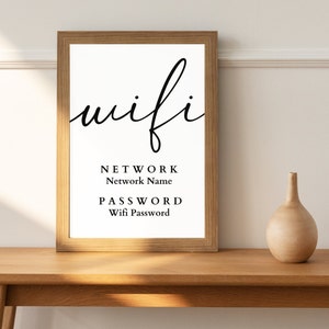 Wifi Password Sign Printable, Wifi Sign, Wifi Network, Wifi Password, Canva Template