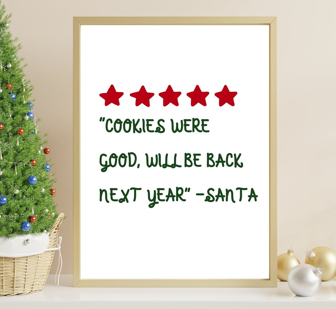 Funny Christmas Decor, Xmas Wall Art, Santa Note Print, Trendy Rating