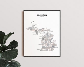 Michigan | Flat State Maps | Digital Poster Download