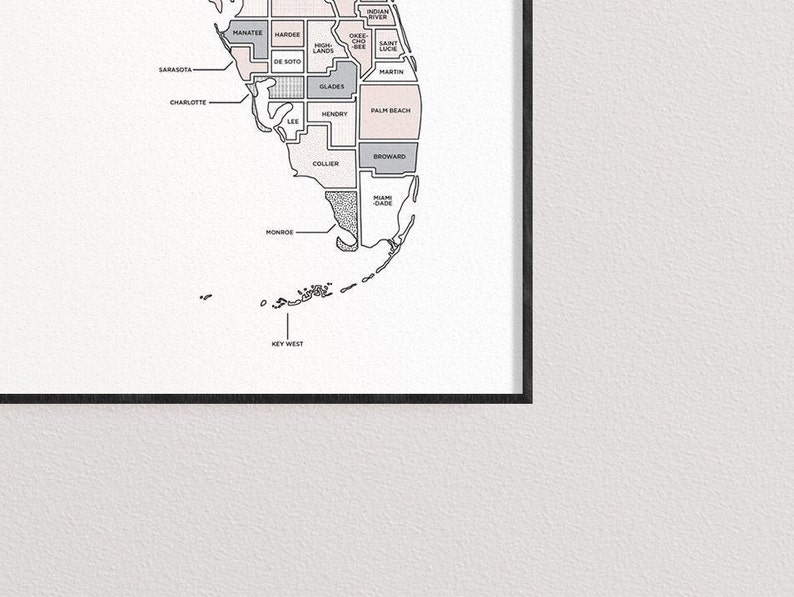 Florida Flat State Maps Digital Poster Download Etsy