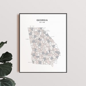 Georgië | Platte staatskaarten | Digitale poster downloaden