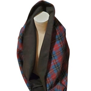 Bias Cut double faced Tartan Plaid Wool Snood, Hood, Shawl,Infinity Scarf