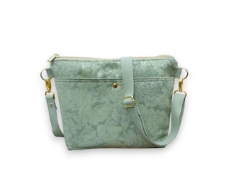 Sac à bandoulière en tissu déco vert sauge