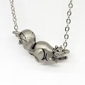 Squirrel Pendant Necklace Sterling Silver 3d sculpted animal necklace Made in usa Cute Animal Jewelry birthday gift image 1