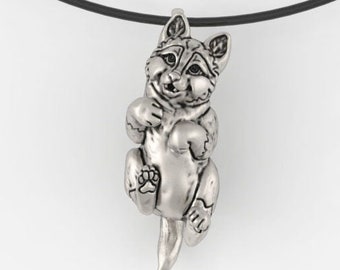 Wolf Pup Pendant Necklace - Cute Wolf Pendant - Silver platedpewter - Solid Metal - Made in usa - 100% recycled metal - *SHIPS JULY 21*