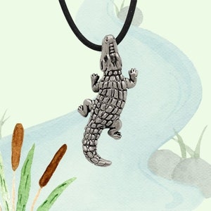 Alligator Pendant Necklace - Silver Plated Pewter - Highly detailed animal pedant - unique gift - Made in usa - READY TO SHIP