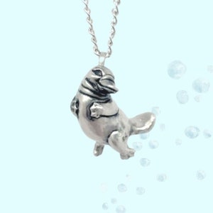 Platypus Pendant Necklace - Silver plated Pewter - 100% Recycled Materials, Made in usa-Cute Animal Jewelry - READY TO SHIP