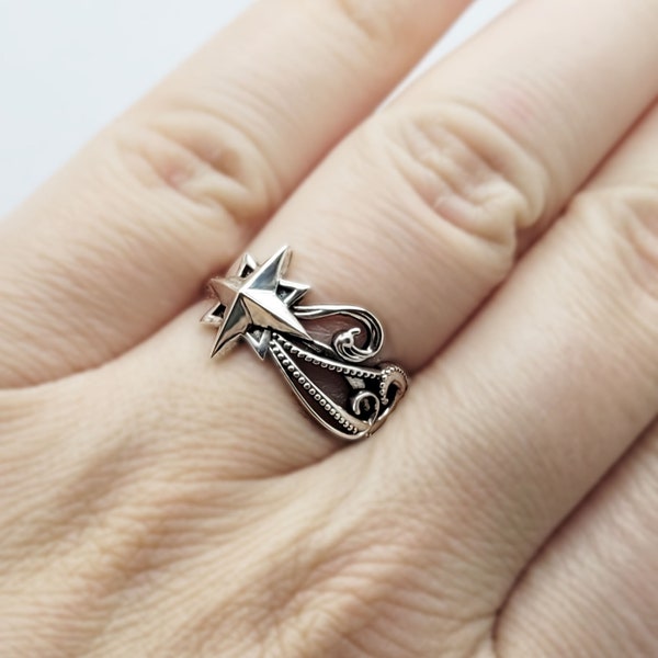 Shooting Star Ring Sterling Silver Star Ring Recycled Silver Star Ring - *SHIPS JULY 21*