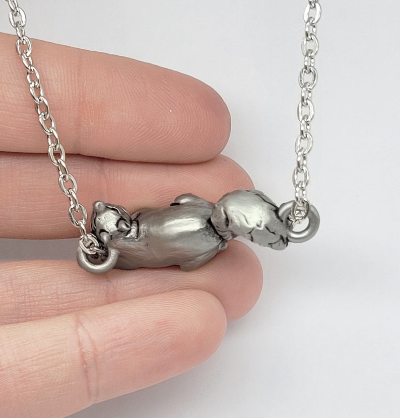 Squirrel Pendant Necklace Sterling Silver 3d sculpted animal necklace Made in usa Cute Animal Jewelry birthday gift image 4