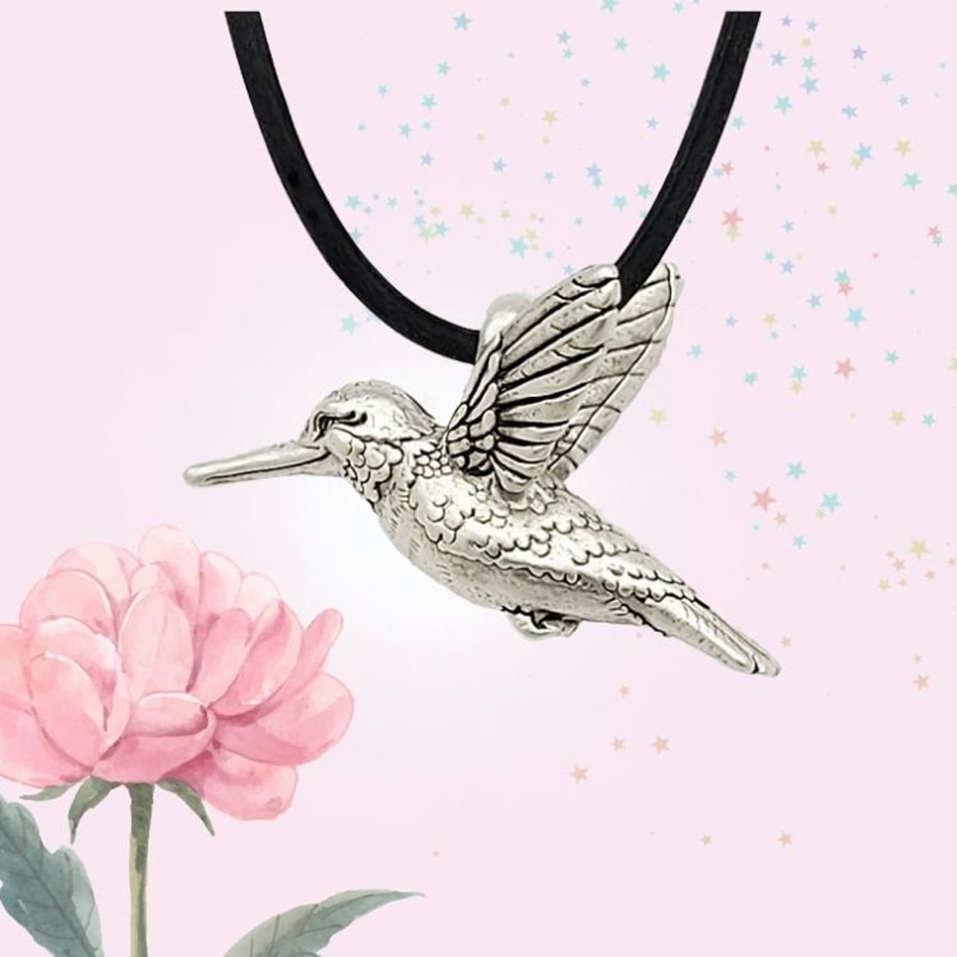 YFN Collar de colibrí de plata de ley 925 collar de pájaro joyería grabada fuerte Brave libre Colibrí Regalos para las mujeres, Plata esterlina