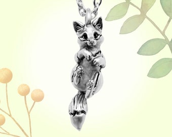Fox Pendant Silver Plated Pewter Adorable Gift Recycled Metal Fox Lover Gift - READY TO SHIP