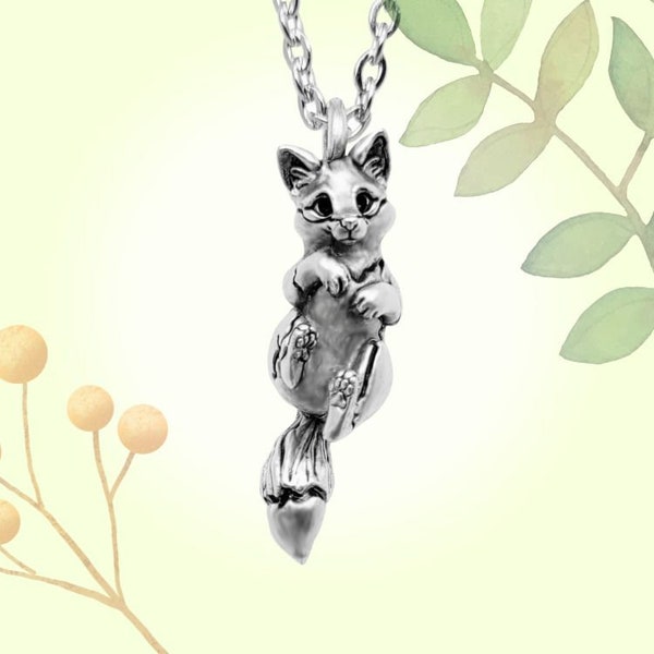 Fox Pendant Silver Plated Pewter Adorable Gift Recycled Metal Fox Lover Gift - READY TO SHIP