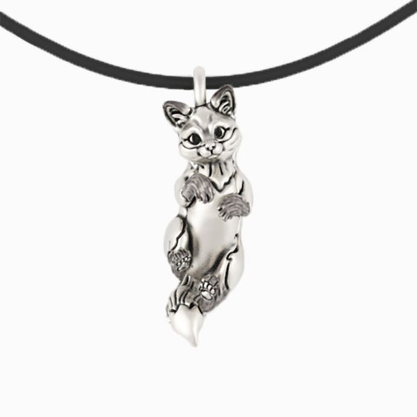 Fuchs Anhänger Halskette in Sterling Silber - massiv Silber -3d skulptierte -Geburtstag Geschenk -Geburtstag Geschenk -Süßer Tier Schmuck