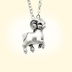 Ram Necklace Big Horn Sheep Pendant Ram Charm Big Horn Sheep Jewelry Silver Plate Animal Jewelry - READY TO SHIP