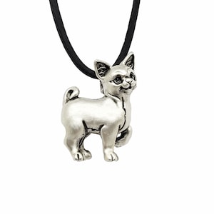 Colar Chihuahua com pingente banhado a prata para cachorro, joia feita nos EUA - Pingente para cachorro - Metal reciclado - PRONTO PARA ENVIAR