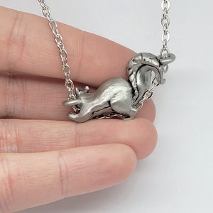 Squirrel Pendant Necklace Sterling Silver 3d sculpted animal necklace Made in usa Cute Animal Jewelry birthday gift image 3