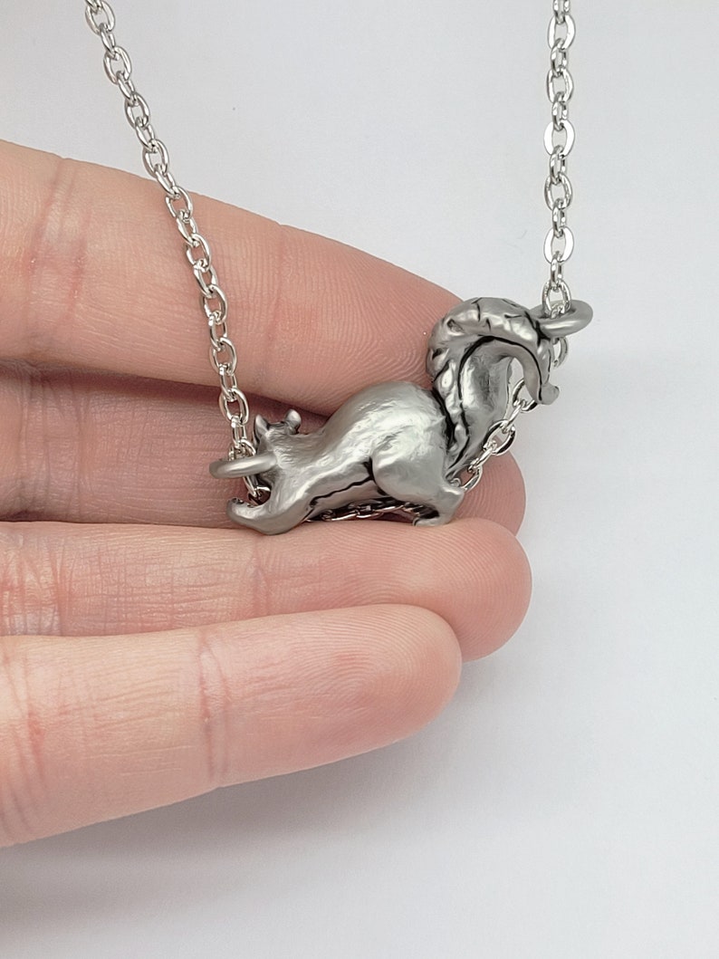 Squirrel Pendant Necklace Sterling Silver 3d sculpted animal necklace Made in usa Cute Animal Jewelry birthday gift image 3