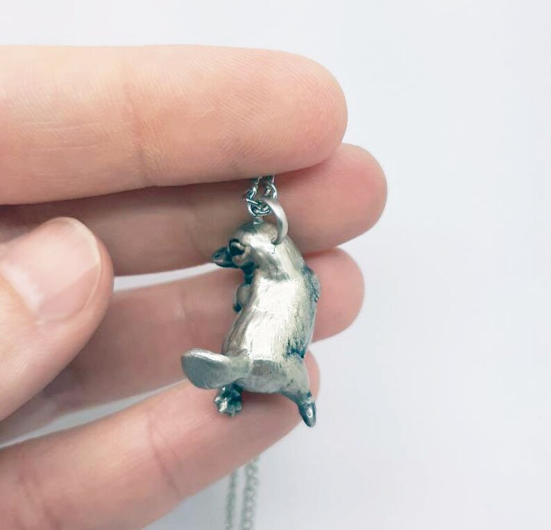 Benefits Animal Conservation White Bronze 3d Sculpted Made in USA Platypus Pendant Necklace 100/% Recycled Materials