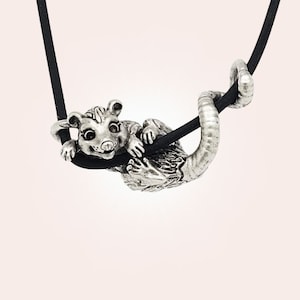 Opossum Possum Pendant Necklace - Unique Gift - Gift for Animal Lover - Birthday Gift - Made in usa - 3d sculpted - READY TO SHIP