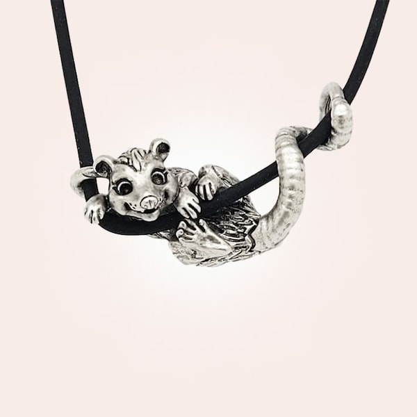 Possum Necklace Possum Charm Silver Plated Animal Jewelry Possum Pendant Possum Gift - READY TO SHIP