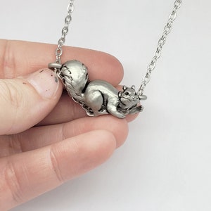 Squirrel Pendant Necklace Sterling Silver 3d sculpted animal necklace Made in usa Cute Animal Jewelry birthday gift image 2