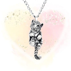 Tiger Pendant Necklace - sterling silver - 3d sculpted - Made in usa - Recycled Materials  - *SHIPS JULY 21*