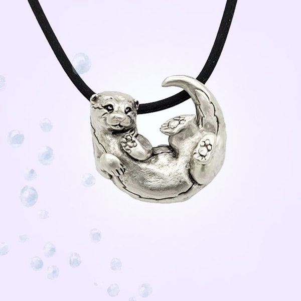 Otter Pendant Necklace - Sterling Silver - Otter Gift - 100% recycled metals - Made in usa - Solid Metal - 3d sculpted - *SHIPS JULY 21*