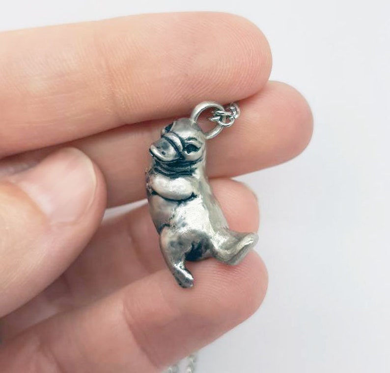 Benefits Animal Conservation White Bronze 3d Sculpted Made in USA Platypus Pendant Necklace 100/% Recycled Materials