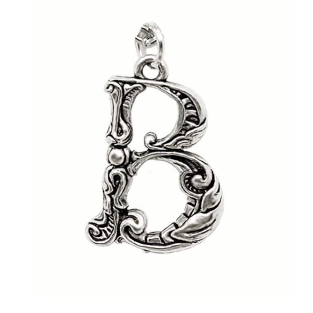Initial Pendant Charm Necklace Letter B Unique Letter B Etsy