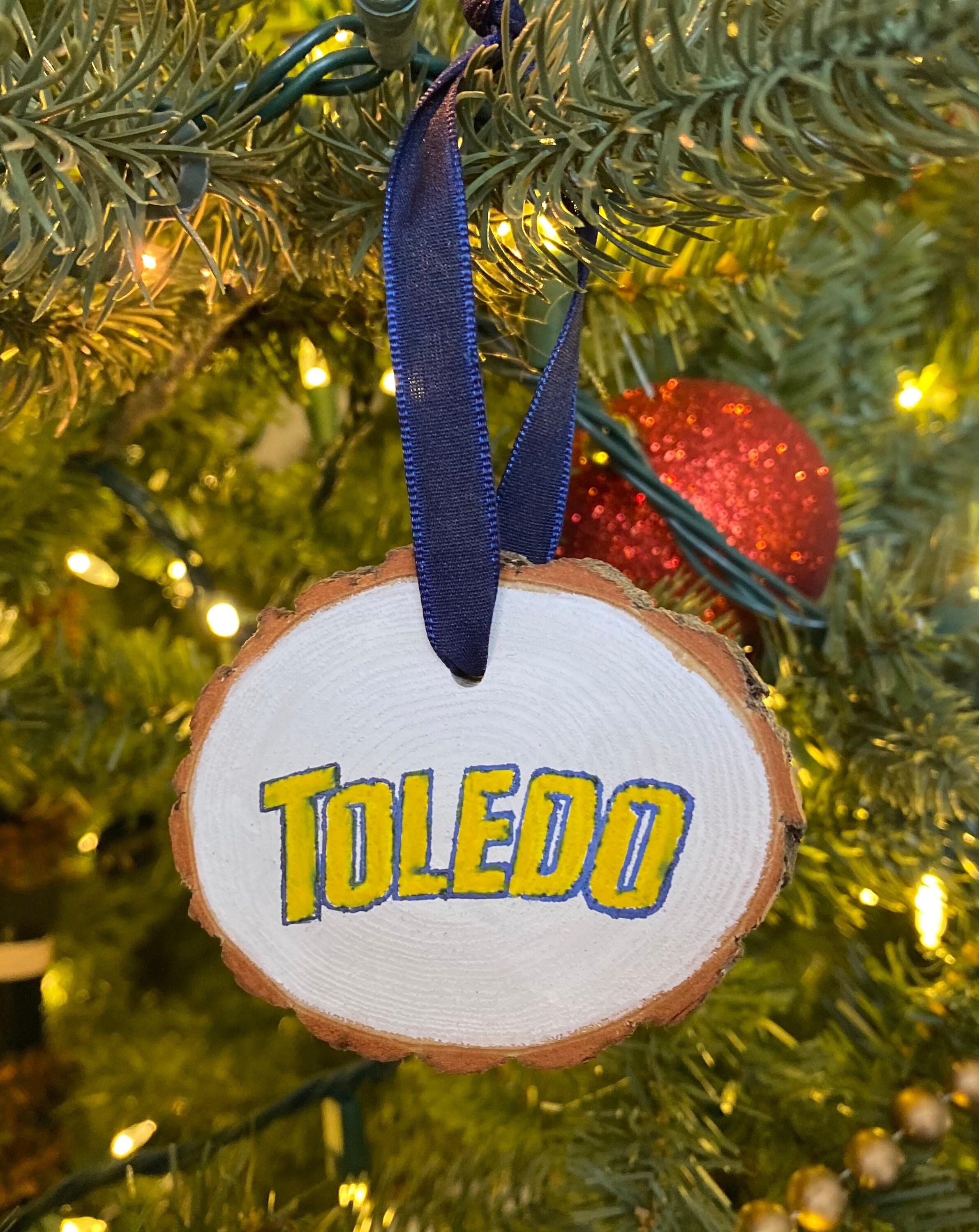Ohio University Christmas Ornaments College Round Wood Etsy Denmark