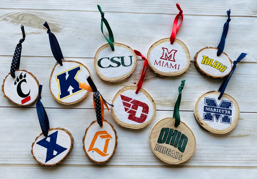 Ohio University Christmas Ornaments College Round Wood Etsy Denmark