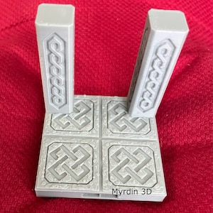 3D Terrain Dungeon Ornate / Dwarven 2 Way Intersection 2 Post Tile 10’ x 10’ – Dragonlock 28mm