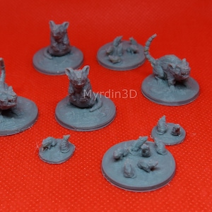 Giant Rats, Rats and Rat Swarm miniatures 28mm – Dragonlock – 3D printed (8 miniatures)