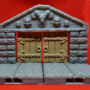 3D Terrain Dungeon Double Door with Face Lintel Set – Dragonlock 28mm