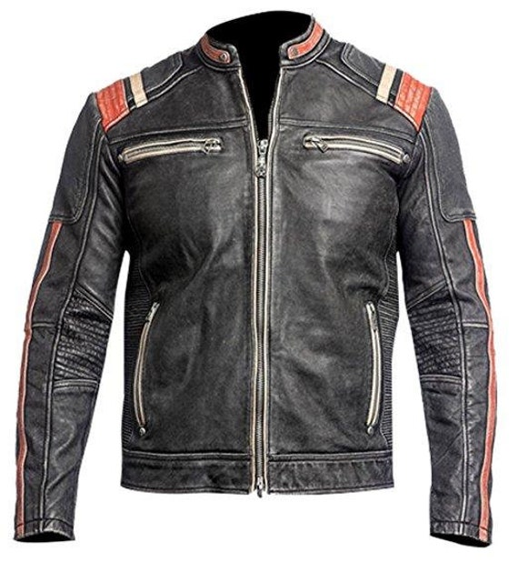 Mens Cafe Racer Slim Fit Motorcycle Biker Real Leather Jacket | Etsy