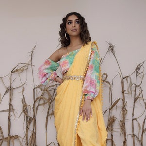 Crop Top Dhoti Pant Set: Indo Western Party Dress