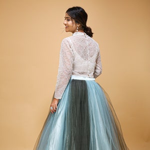 Two-Tone Tulle Bridal Skirt: Maxi Wedding Photoshoot Skirt